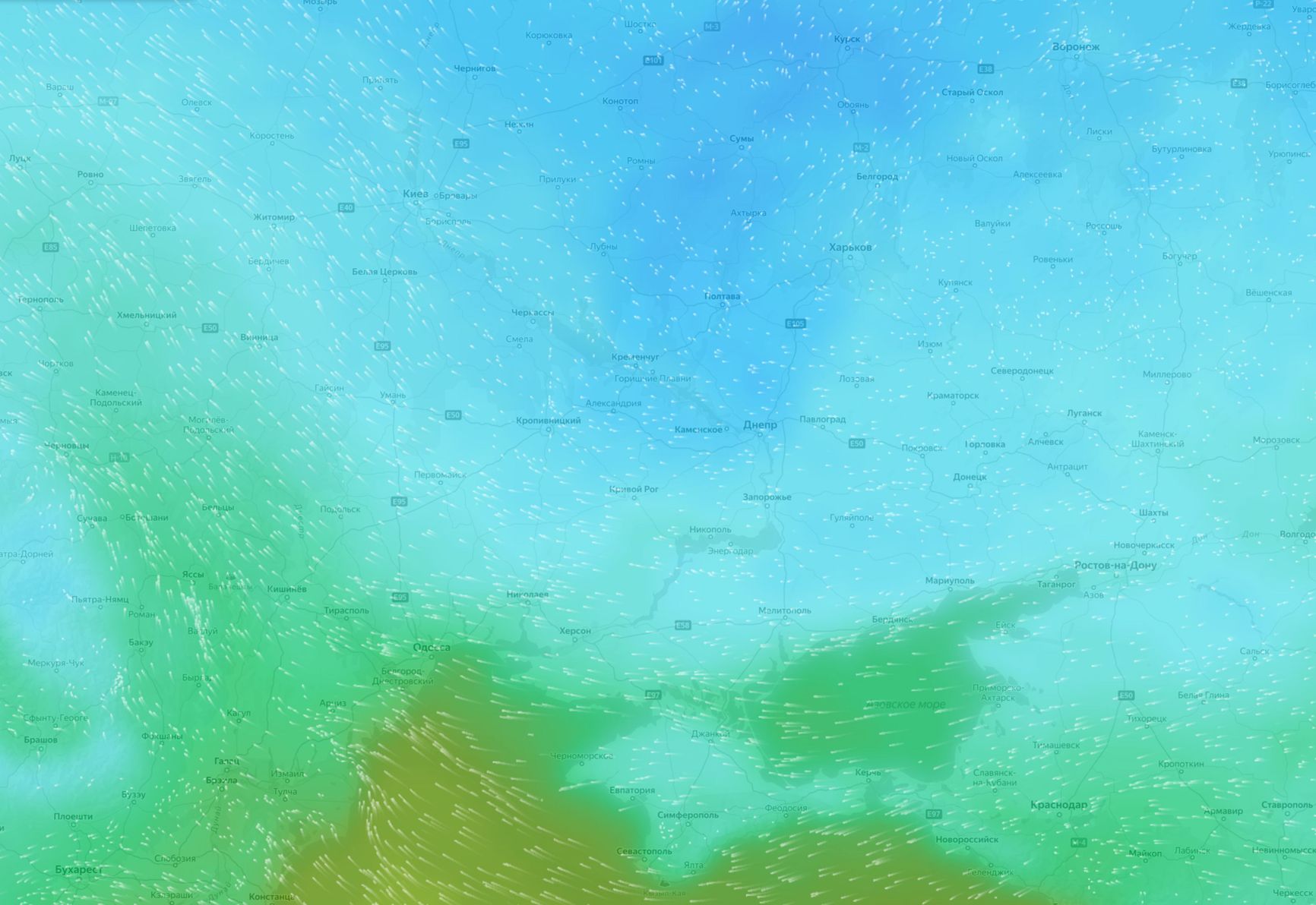 Temperature map of Ukraine