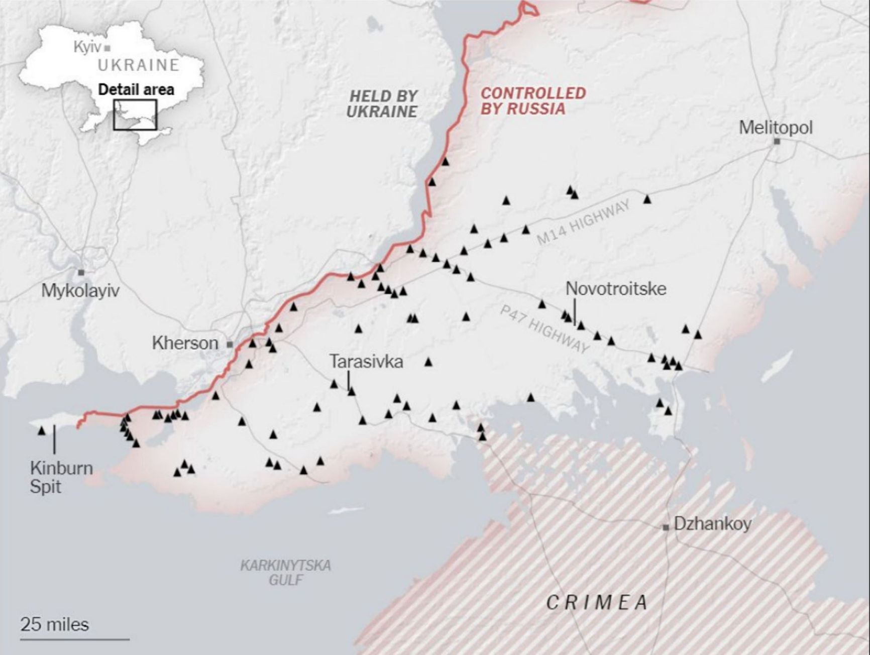 The system of defense fortifications on the territory of the Kherson region occupied by Russian troops  